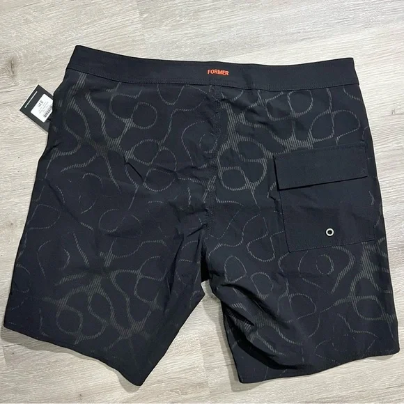 NWT Former Merchandise Men Radio Wave Swim Trunk Shorts Black Size 38 - Picture 9 of 11